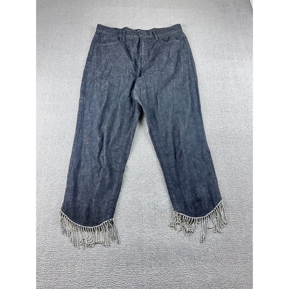 BDG Urban Outfitters Jeans Women 32 Black Slim Straight Rhinestone Fringe Rock